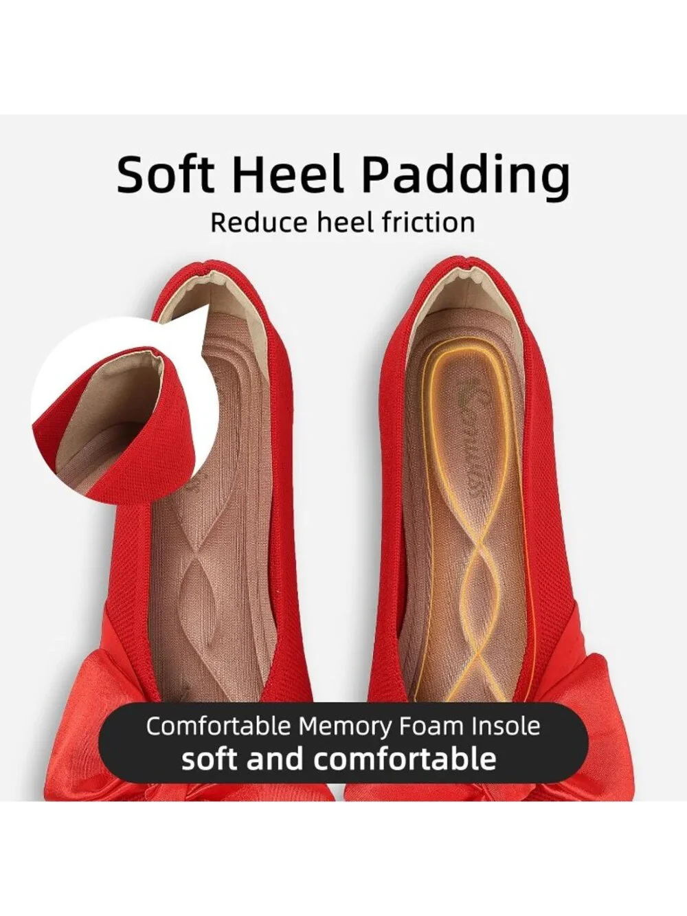 Women's Red Mesh Pointed Toe Ballet Slip On Comfortable  Flats with Bow Shoes
